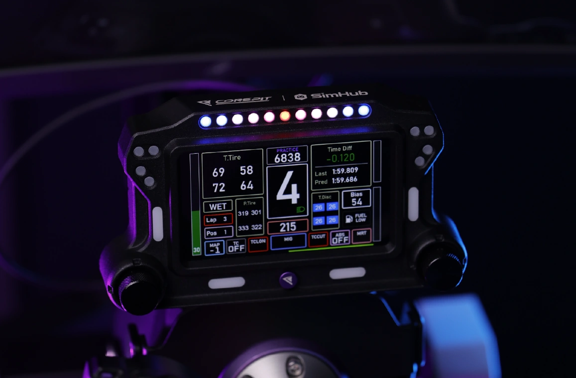 Conspit CSD Lite displaying racing data and LED alerts